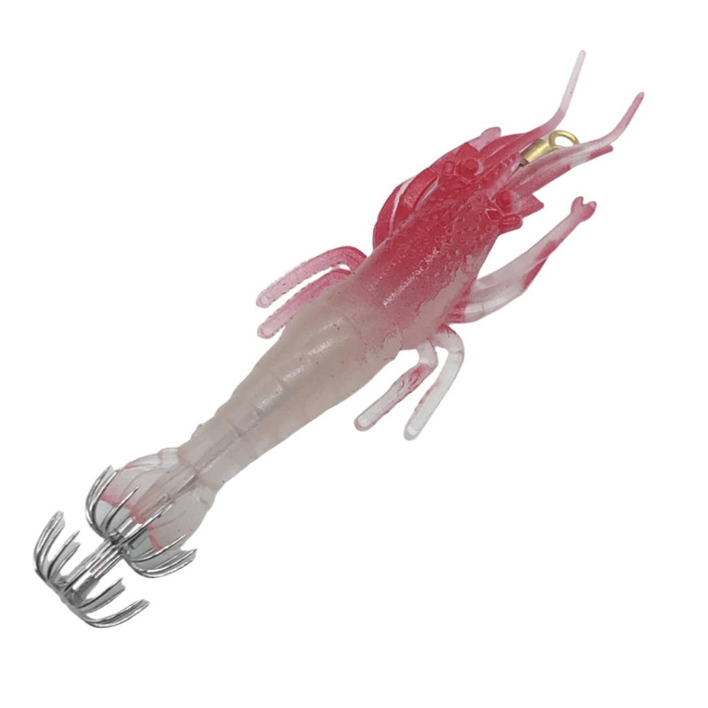 5pcs Luminous Shrimp Squid Jig Hooks PVC Shrimp Squid Bait Cuttlefish Octopus Fishing Lures 5pcs