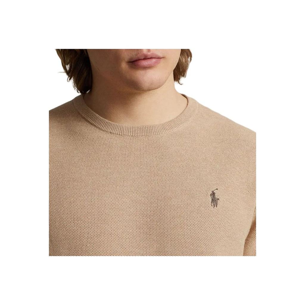 Polo Ralph Lauren Однотонный свитер с вышивкой логотипа, с круглым вырезом и длинными рукавами, мужской, коричневый 710918163-502