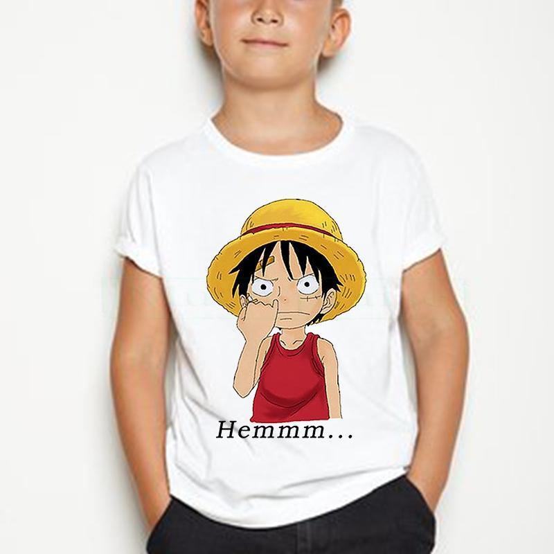 Summer Boys/Girls Casual Kawaii Cartoon Cotton Japanese Anime One Piece Kids 2-12 Year Short Sleeve T-shirt