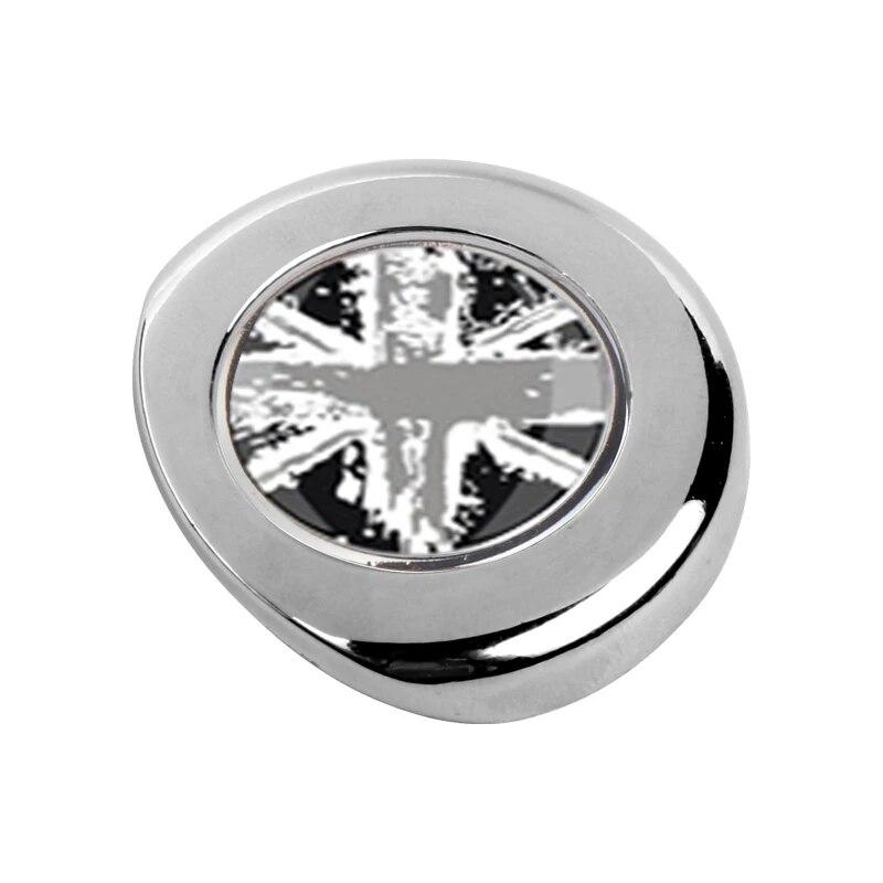 Одна кнопка «Пуск», декоративная наклейка для автомобиля, серебристый и черный металлический материал, эпоксидная смола, узор для MINI COOPER R55 R56 R60 R61