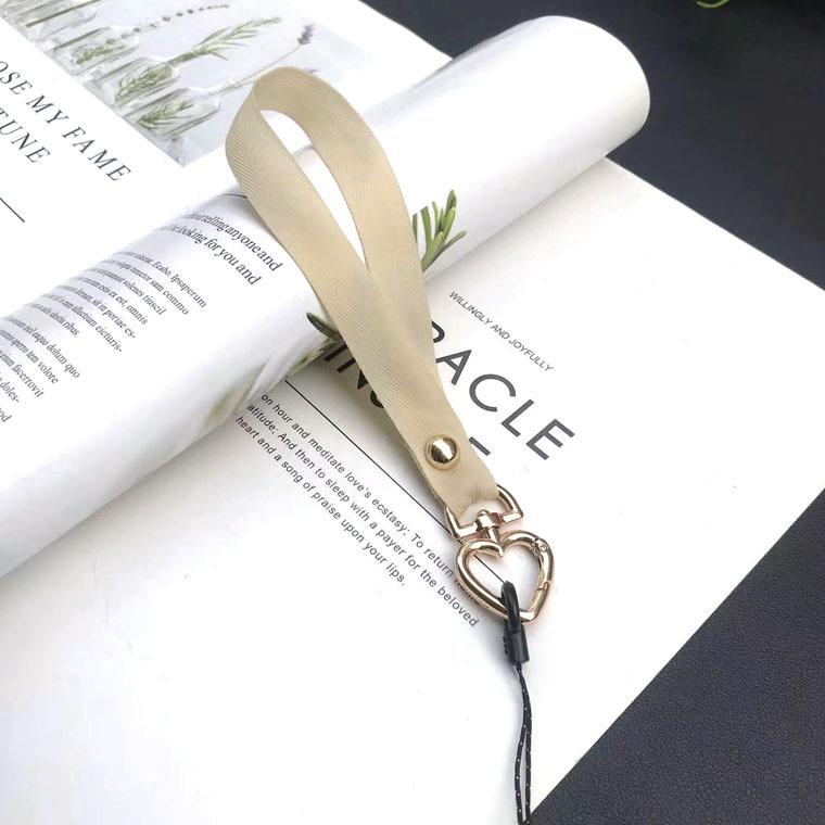 New Love Buckle Mobile Phone Lanyard Short Mobile Phone Chain Solid Color Silky Webbing Wrist Rope Non-slip Anti-fall Lanyard