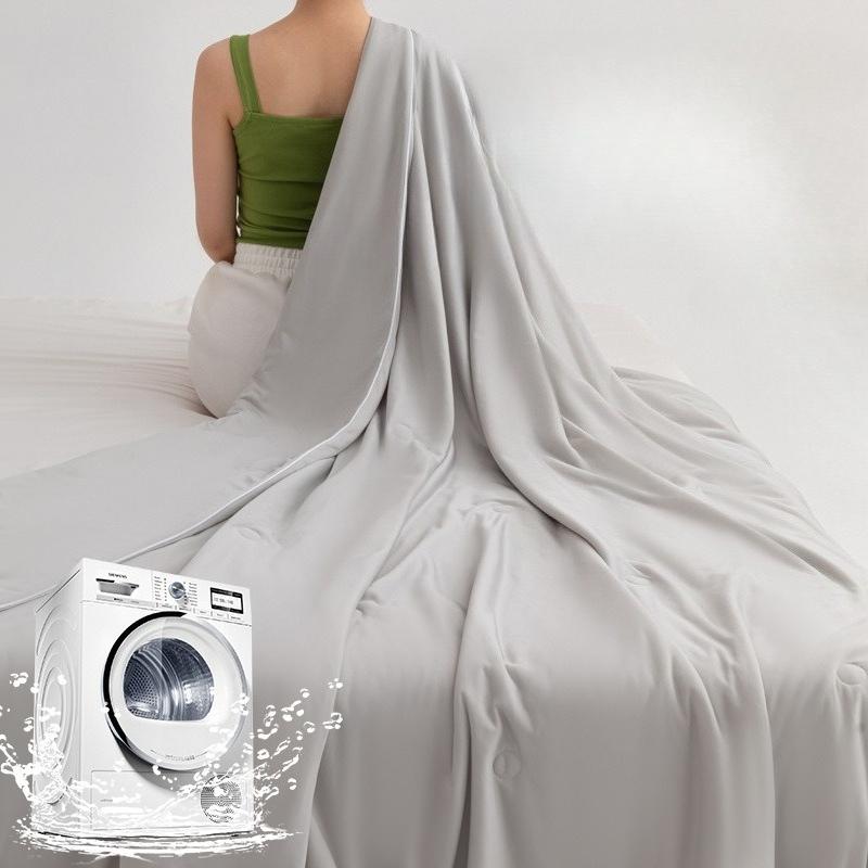 Лето - Прохладное одеяло из ледяного шелка для кондиционированного воздуха: Ультратонкий, машинная стирка, постельный набор, идеально подходящий для общежитий и домашнего использования