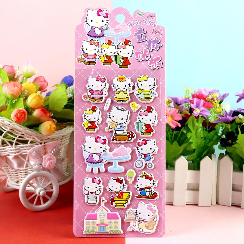4Pcs Hello Kitty DIY Notebook Album Diary Handbook Decoration Scrapbook Planner 3D Bubble Stickers For School Student Stationer