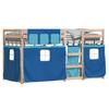 VidaXL Lit superposé avec rideaux bleu 90x190 cm bois pin massif, lit, cadre de lit, lit superposé bas, meuble de chambre à 3283905