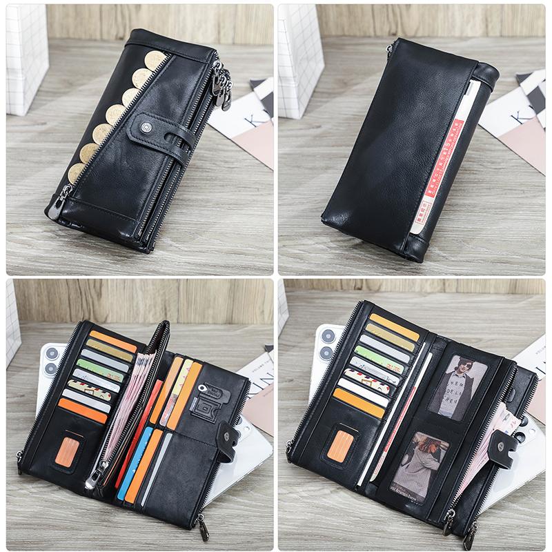 CONTACT'S женский удлинённый бумажник из натуральной кожи с отделениями для пластиковых карт, монет и мобильного телефона