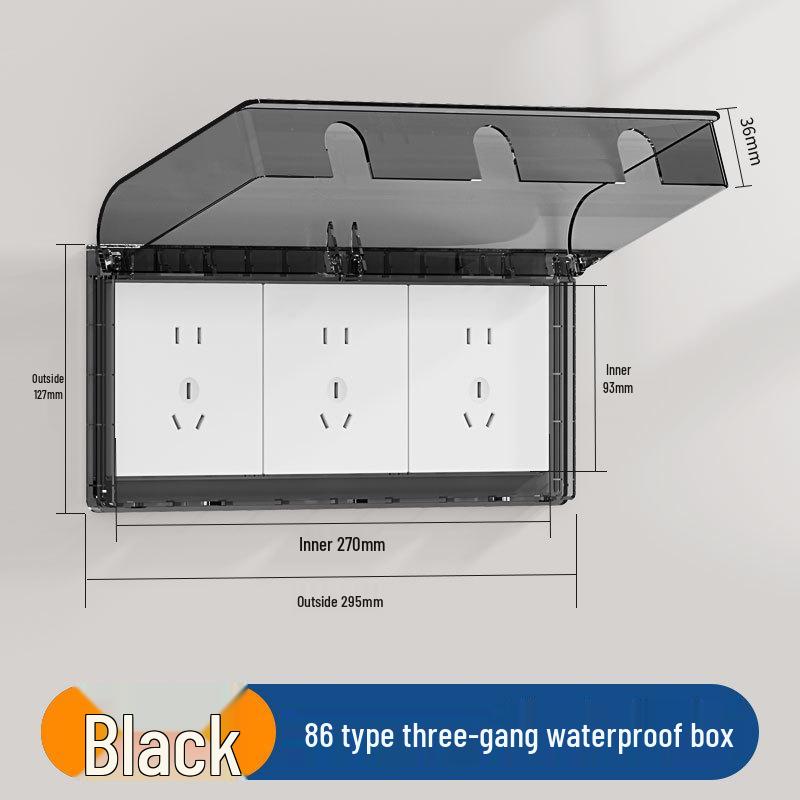 Водонепроницаемая крышка для розетки в ванной комнате, тип 86: Защищенная от детей, клейкая коробка-экран
