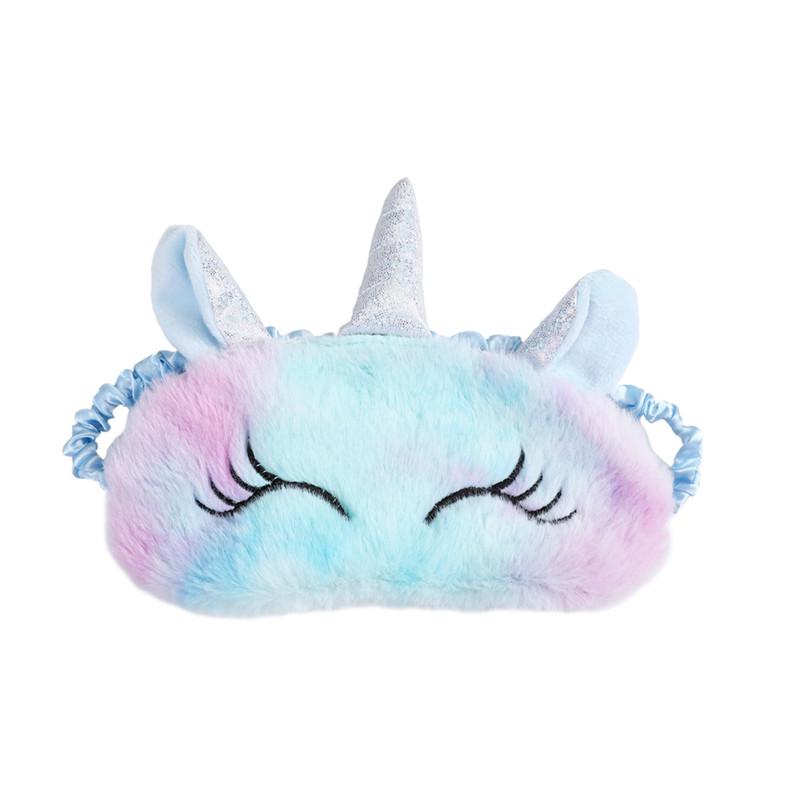 Fashion 3D Unicorn Sleeping Eye Mask Cute Cartoon Gradual Change Plush Travel Eyeshade Cover