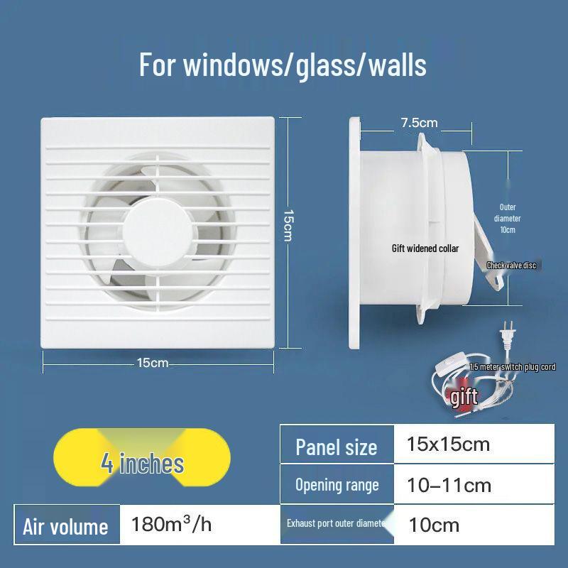 Мощный бесшумный настенный вытяжной вентилятор с жалюзи для кухни и ванной комнаты
