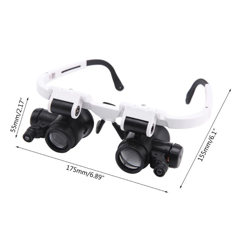Glasses Magnifier 8X15x23x Head-Wearing Glass with LED Light Headband Lens for Reading Glasses