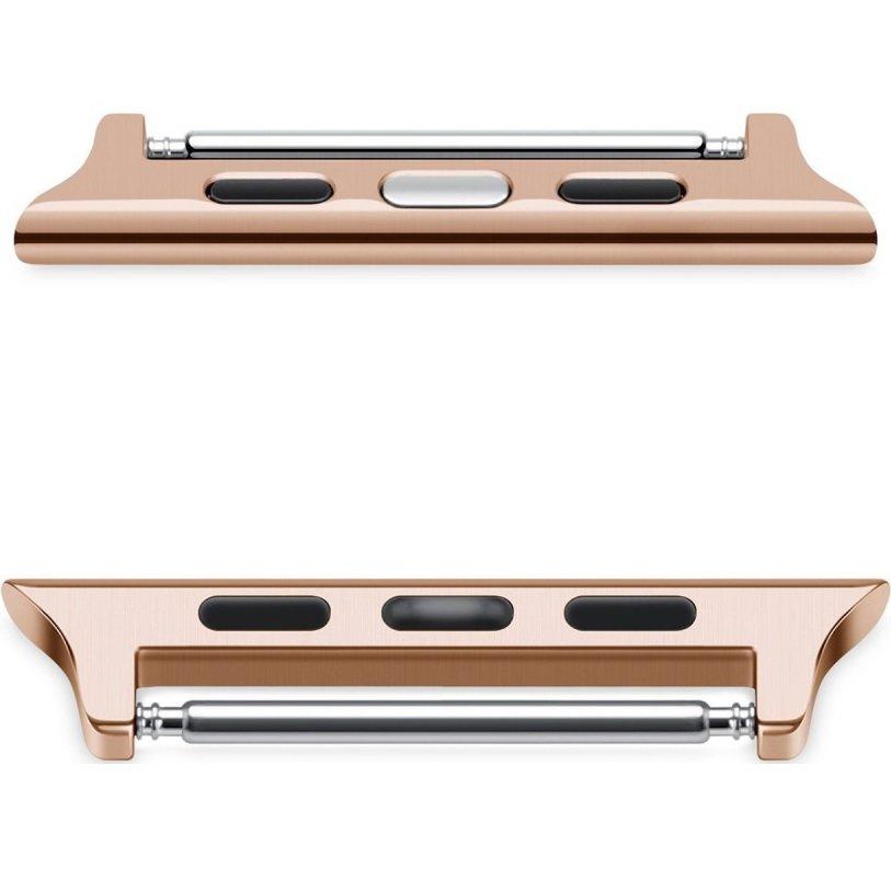 Stainless Steel Clasp for Apple Watch 1/2/3/4/5/6/7/8/9/10/11/SE Ultra 1/2/3 42/44/45/46/49mm, Rose Gold