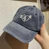 Korean Style Embroidered Sun Hat Cotton Washed Cotton Peaked Hat Love Heart Baseball Cap  Outdoor