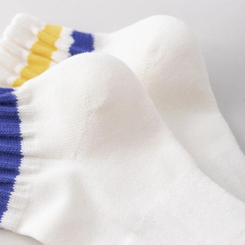 Новые красочные полосатые хлопковые дышащие короткие спортивные носки для езды на велосипеде и бега, баскетбольные носки, модные носки для пар