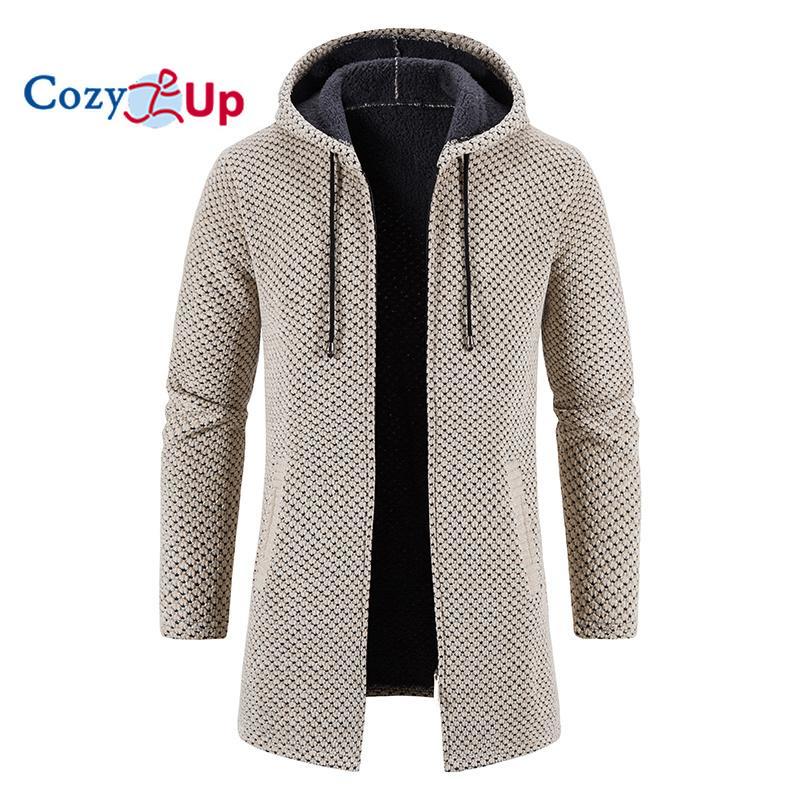 Cozy Up Новый свитер с длинными рукавами, мужской утепленный флисовый вязаный кардиган средней длины