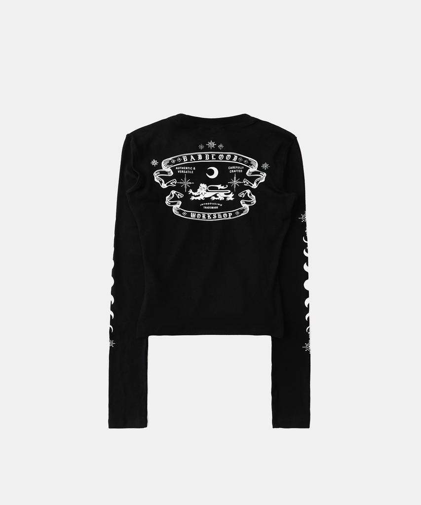 BADBLOOD Mystic Rhinestone Logo Jersey Slim Long Sleeve - Black