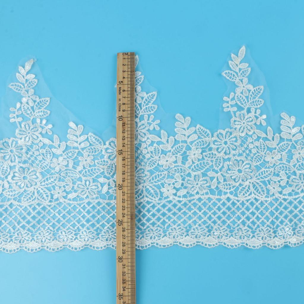 Plaid Bead Lace 28Cm Clothing Accessories Wedding Dress Veil Lace Accessories Lace Fabric
