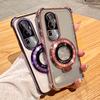 Прозрачный Противоударный Чехол с Гальваническим Покрытием Magsafe Магнитный Держатель-Подставка для OPPO Reno 10 11 12 Pro