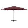 vidaXL Sonnenschirm mit Aluminium-Mast 4-lagig Bordeauxrot 250x250 cm