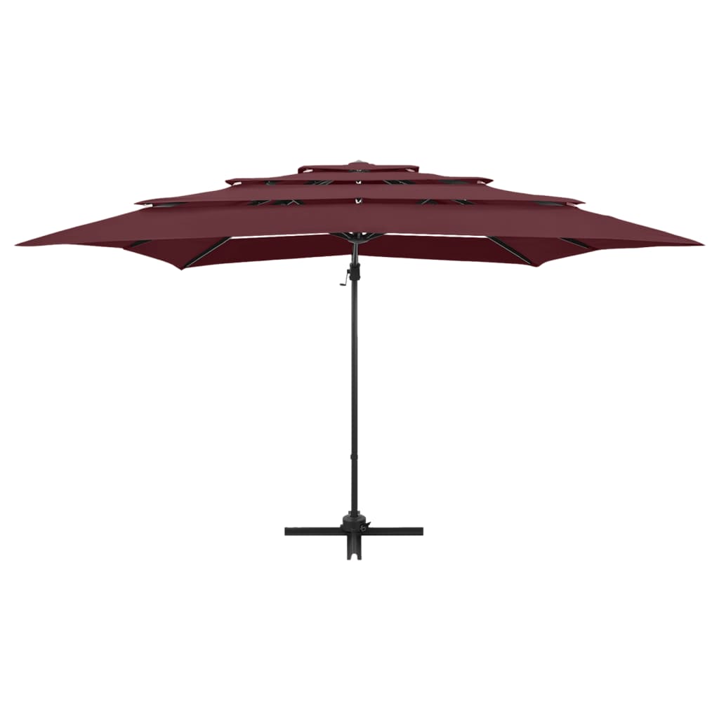 vidaXL Sonnenschirm mit Aluminium-Mast 4-lagig Bordeauxrot 250x250 cm