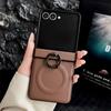 Чехол из ПУ кожи для телефона Samsung Z Flip 7 FE 6 5 4 3 Flip6 Flip5 Flip4 Flip7 5G 360 Вращающийся Магнитный Держатель-кольцо Задняя крышка