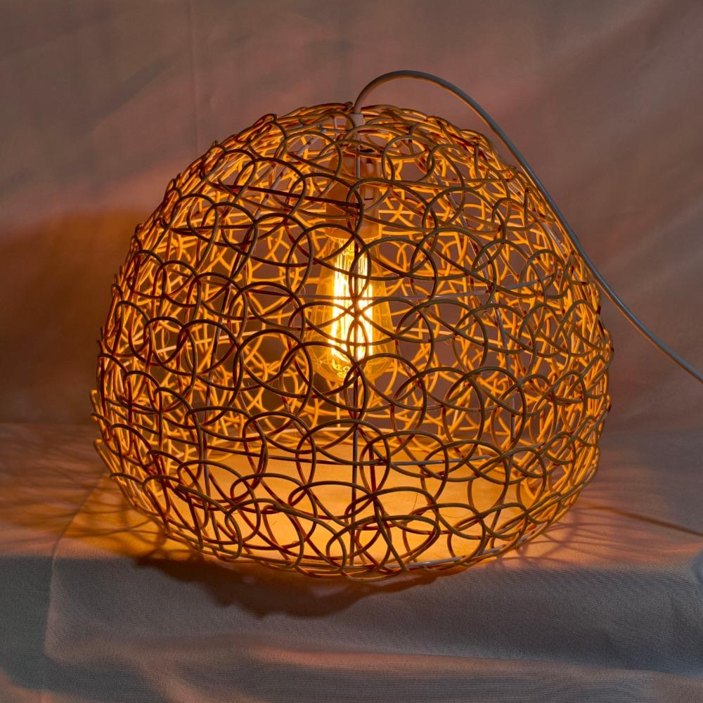 25см Подвесной светильник из лозы ручной работы Ретро Птичье гнездо Винтажная люстра Чешуя рыбы Подвесной светильник Гостиная Кухня Кофе