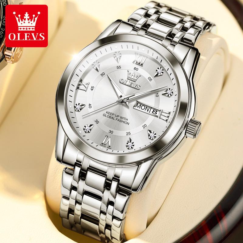 Oulishi Кварцевые Люминесцентные Часы с Двойным Календарем для Мужчин и Детей