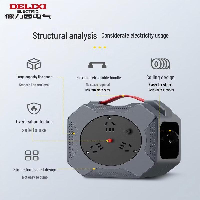 DELIXI ELECTRIC Upgraded Engineering Cable Reel Power Strip