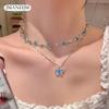 Summer Cool Double Butterfly Necklace Accessories Luxury Niche Spice Girl Choker Collarbone Chain Necklace
