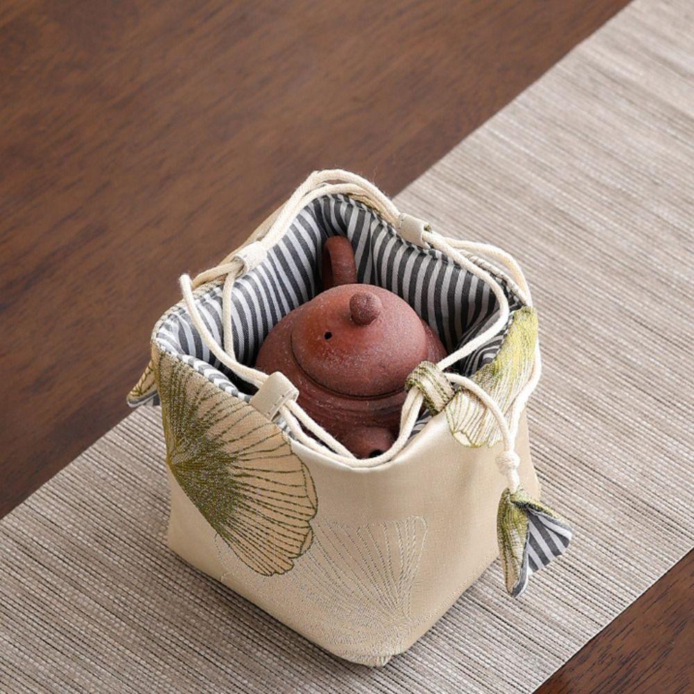 Небьющийся чехол для хранения чайной посуды, вышитая сумка в китайском стиле для мелких предметов