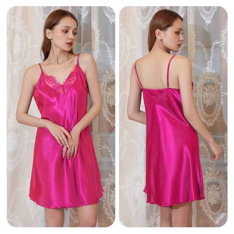 Плюс Размер Женская Красота Назад Лето Тонкий Сексуальный V-образный вырез Кружева Подтяжки Пижама