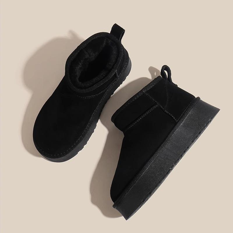 Новые зимние ботинки из натуральной кожи с толстой подошвой и мехом для женщин, утолщенные нескользящие теплые ботинки на флисовой подкладке