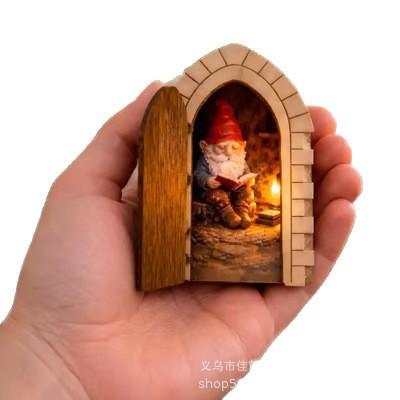 Cute Portable Innovative Miniature Hidden Door Gnome Reading Hidden Small Door
