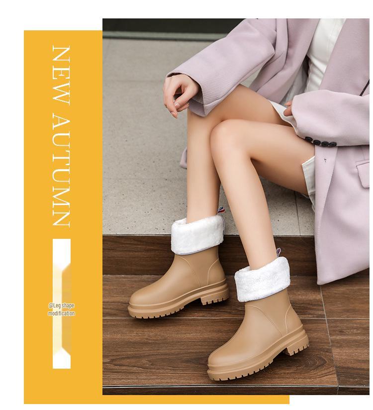 Женские водонепроницаемые резиновые сапоги до середины икры высокого класса с нескользящей подошвой - в японском и корейском стиле