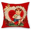Valentine's Day Pillow Cover Red Heart Puppy Retro Pillow Cover Decoration for Sofa Bedroom Living Room Cushion Cover