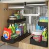 Kitchen Cabinet Pull-Out Storage Rack Under-Sink Organizer Large Capacity 2 Tier