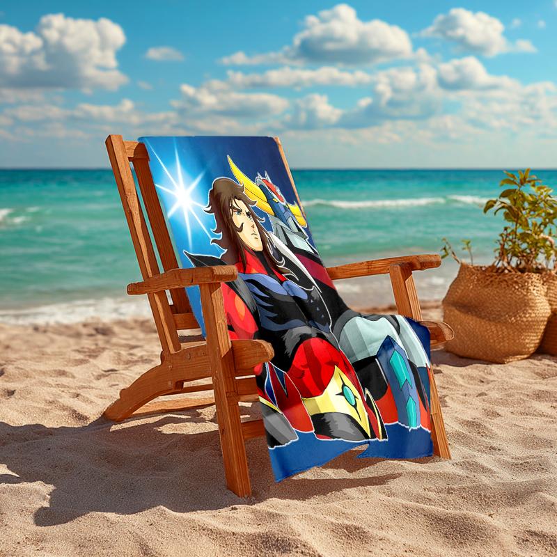 1pc UFO Robot Grendizer3 Beach Towel, Comfortable and Thick, and Swimming/Bath/Picnic/Camping Towel, Suitable for Seaside Beaches