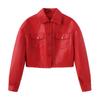Women’s Jackets Faux Leather Long Sleeves Single Breasted Crop Top Punk  Jacket Short Motorcycle Coat Fashion Out Wear