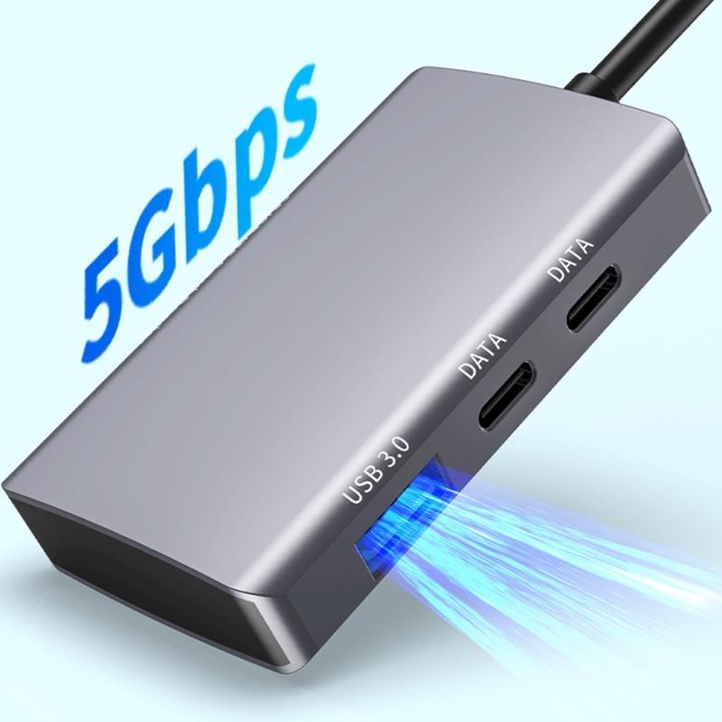 Компактный USB C адаптер, док-станция с 5 портами и кардридером TF, USB 3.0 для ноутбуков, смартфонов и других устройств