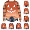 Женская мода повседневная длинная рукава Хэллоуин принт реглан круглый вырез свитер топ