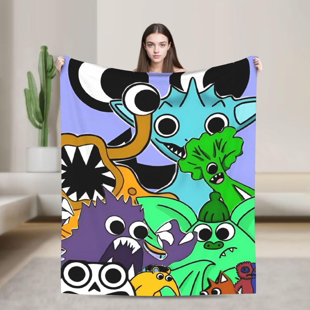 Garten of banban characters Blanket Super Warm Plush Bedding Throws For Couch Chair Airplane Travel Flannel Bedspread Bed Cover