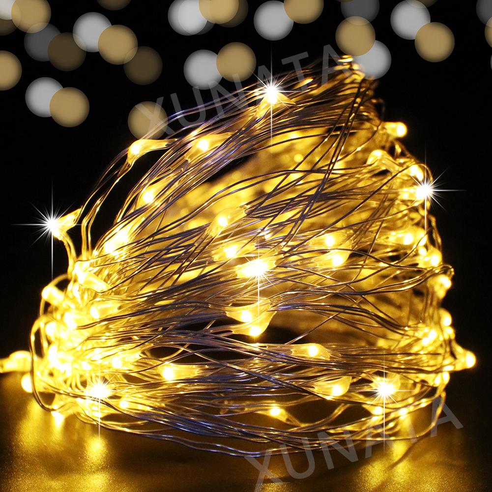5M-50M LED String Lights Silver Copper Wire 12V Fairy Night Lamp for Chiristmas Garland Bedroom Light Indoor Wedding Decoration