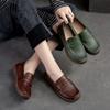 Retro Women Genuine Leather Flats Shoes Handmade Shallow Soft Sole Casual Round Toe Loafers