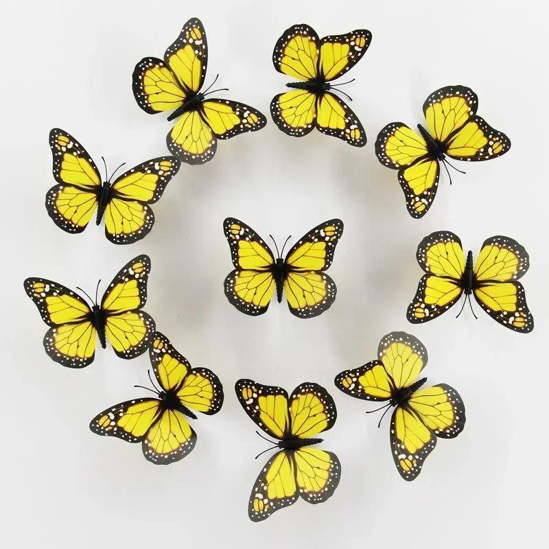 New 10Pcs 4.72 In Monarch Butterfly Decoration Stickers Fake Butterflies for Crafts Artificial Wall 3D Home Decor LS