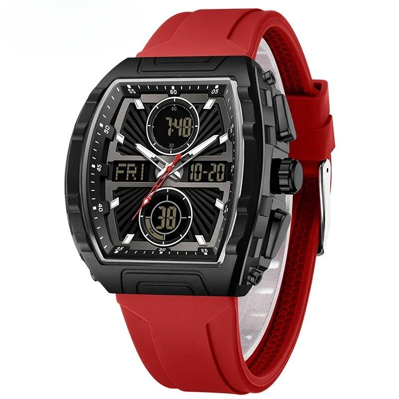 Модный тренд Мужские часы Большой циферблат Водонепроницаемые Будильник Силиконовые Электронные часы Цифровые Многофункциональные Мужские часы