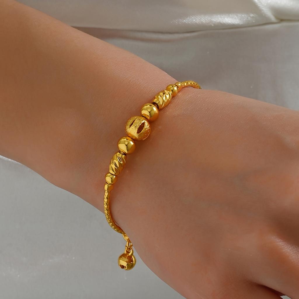 18K Gold-plated European and American fashion simple elegant commuter exquisite gold bracelet for women, adjustable sliding bracelet