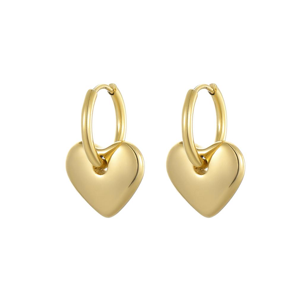GEMCHIC Women's Stainless Steel Heart Shaped Drop Earrings Fashion Light Luxury Geometric Design Ear Jewelry