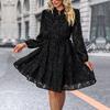 Autumn Women's Dress with Stand-up Collar, Fashionable Elegant Women's Dresses with Long Sleeves