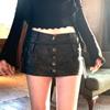 Sexy Black Pu Leather Short Skirt Women's Autumn Winter Tight Gothic Low Waist Skirt Street Fashion Y2K Hot Girl Outfit