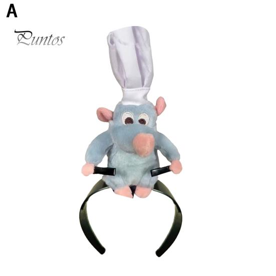 Повязка на голову Cooking Mouse King с 2 зажимами, легкая плюшевая повязка для волос с мышкой, нескользящая петля для волос с плюшевой игрушкой, аксессуары для волос для женщин и девочек, головные уборы