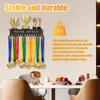 Medal Display Rack Wall-Mount Metal Sports Football Awards Display Shelf with Inspirational Words Anti-Rust Hanger Decorative