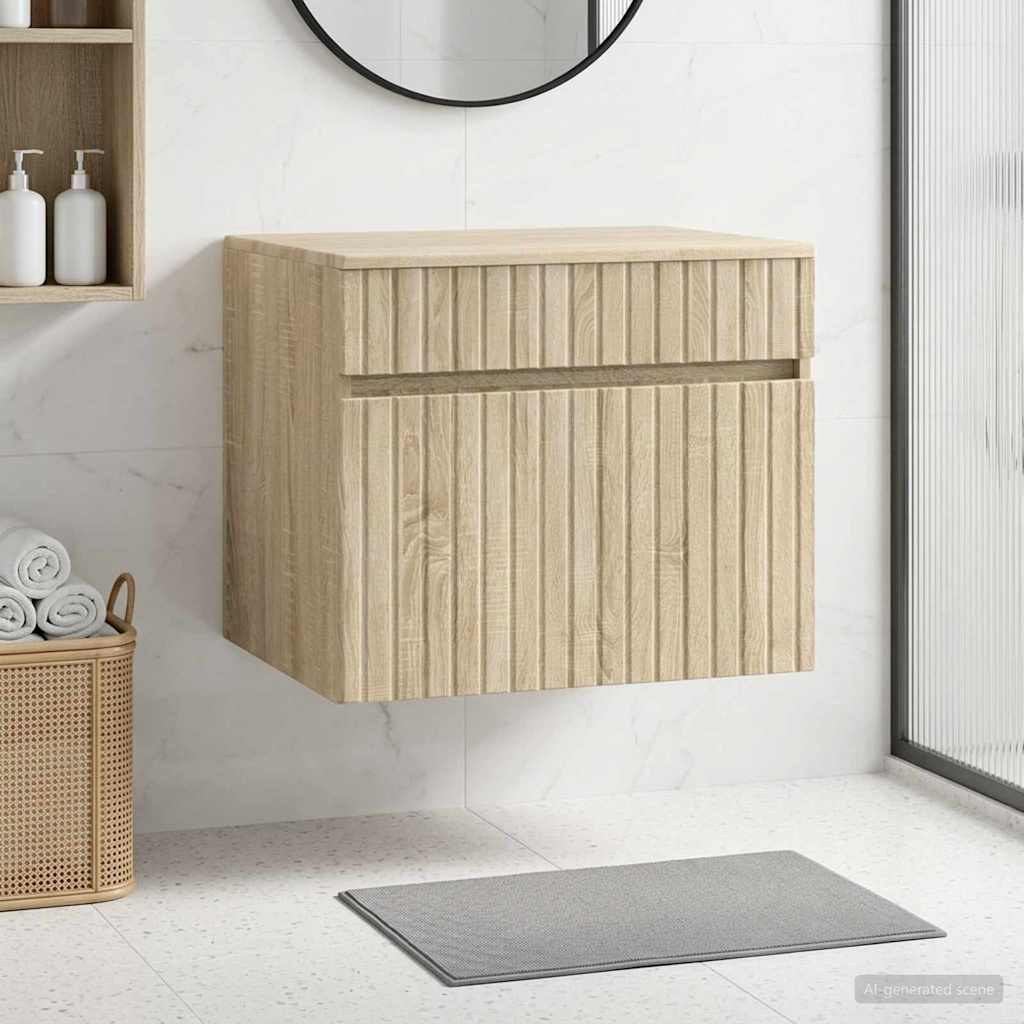 Wall Mounted Bathroom Cabinet in Sonoma Oak 59 x 44.5 x 50 cm